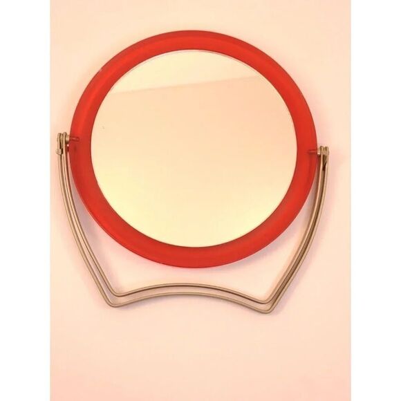 Travel vanity mirror swivel style Red Plastic Cover - Picture 9 of 16